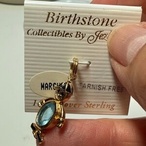 🛑SOLD🛑14k gold over sterling Blue Birthstone Pendant/charm. NWT Vintage.